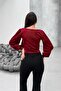 Glittery neckline glittery blouse in burgundy - 8