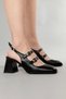 Women's Black Heeled Shoes Square Toe Tpu Sole Ksyhc103