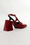 Women's Burgundy Patent Leather Heeled Shoes Square Toe Tpu Sole Kbrdr104 - 5
