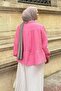 V-Neck Muslim Hijab Shirt with Elastic Sleeves Pink - 3