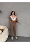 Women's High Waist Elastic and Laced Carrot Cut Fabric Trousers - 7