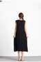 Women's A-Line Loose and Comfortable Cut Wide Sandy Fabric Midi Length Dress - 3