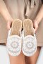 Women's Straw Knitted Embroidered Closed-Front Casual Comfortable Slippers White - 3