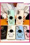 Petrol Blue Cute Astronaut Stand Gold Detailed Luxury Silicone Case for Samsung Galaxy A13 - 6