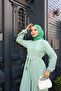 Layered Belted Hijab Dress - 4