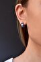 Steel Navy Blue Striped White Hoop Earrings - 3