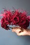 Glass Beaded Burgundy Rose Feather Princess Bridal Henna Crown - 3