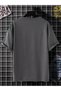 Dreams Collar Detail Single Jersey T-Shirt - Smoked Printed Oversize Crew Neck T-Shirt - 2