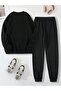 3 Thread 91 Los Angeles Sweatshirt Sweatpants Jogger - Black Printed Bottom Top Sweatpants Set Crew Neck - 2