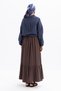 Brown-100% Cotton Flared Skirt - 4