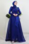 Eliza Hijab Evening Dress Cobalt Blue - 3