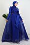 Eliza Hijab Evening Dress Cobalt Blue - 4