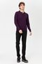 Men's Basic Polo Neck Fine Knitwear Sweater Red Purple
