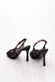 Women's Stone Buckle Heeled Shoes Leopard Black Patent Leather 6861535 - 3