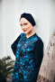 Deep Blue Women's Long Scuba Fabric Patterned Zippered Full Covered Hijab Swimsuit Set of 3 - 5