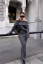 Degaje Collar Anthracite Knitwear Set - with Skirt
