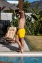 Yellow Men's Swim Shorts with Quick Dry Pockets