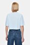 Indiana Sky Blue Crew Neck Crop Printed 100% Cotton Loose Fit Women's Tshirt - 4