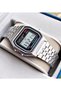 Silver Color Square Sports Unisex Wristwatch with Digital Light Alarm Stopwatch - 3