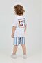 Unisex Model Surf Patterned Orange Color Summer Top and Bottom Set - 2