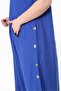 Large Size Women's Cobalt Blue, Long Dress with Metal Buttons and Kangaroo Pockets 65N37881 - 4