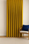 Barcelona Velvet Textured Background Curtain Dark Yellow (Non-Pile)