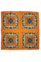 Ethnic Floral Patterned Multi-Piece Satin Orange Scarf - 5