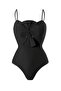 French-Inspired Vintage Two-Piece Pareo Strapless Swimsuit Set with Bowknot Detail Removable Pads - 2