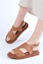 Reina Tan Color Asymmetrical Cut Women's Sandals - 4