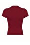 Women's Burgundy Short Sleeve Crop Body - 3