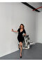 Women's Black Zippered Polo Neck Dress - 4