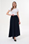 Women's Crepe Fabric Hijab Flared Skirt with Pockets Navy Blue