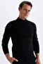 Black Slim Fit Slim Fit Half Turtleneck Basic Plain Knitwear Sweater R1127Az24Wn