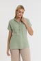 Women's Short Sleeve Blouse - Muslin Judge Collar Blouse - 1130 - 3