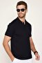 Men's 5-Pack Black-Khaki-Dark Blue-Red-White Slim Fit Cotton Plain Pique Polo Collar T-Shirt - 2