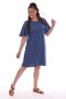 Large Size Short Sleeve Indigo Dress - 2