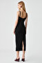 Paerla Women's Regular Sleeveless Strap Neck Black Dress - 5