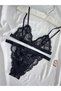 Shiny Tape Detailed Lace Bralet Bra Set Set of 4 - 3
