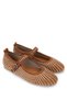 Women's Genuine Leather Tan Suede Ballerina Shoes - 3