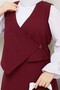 Side Tie Vest Suit Claret Red 4745 - 3