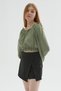 24Y0220K1 Women's Ruffled Collar Crop Blouse - 4