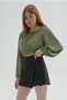 24Y0220K1 Women's Ruffled Collar Crop Blouse - 6