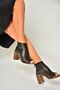 U 555024803   Black Genuine Leather Thick Heeled Women's Shoes