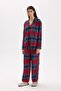Fall in Love Pajama Set Checked Flannel Long Sleeve Top Flexible Waist Long Bottom V4015Az24Wn - 2