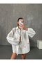 Women's Ecru Heart Embroidered Premium Quality Muslin Fabric Balloon Sleeve Shirt - 4