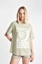 Oversize Wide Fit Crew Neck Printed Short Sleeve T-Shirt D1984Ax24Sm - 3