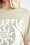 Oversize Wide Fit Crew Neck Printed Short Sleeve T-Shirt D1984Ax24Sm - 6