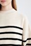 Oversize Wide Fit Half Turtleneck Striped Knitwear Sweater A7047Ax24Wn - 5