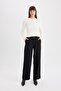 Regular Fit Crew Neck Hair Braided Button Black Knitwear Sweater X7713Az24Wn - 2