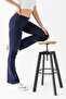 Women's Navy Blue Brand Equivalent Combed Cotton Knitted Stretchy Lycra Spanish Leg Leggings